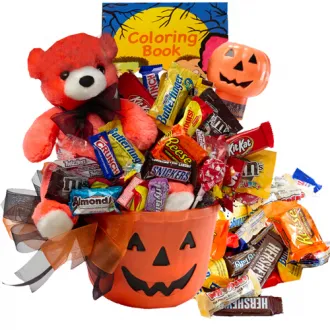 Happy Halloween Jack O Lantern With Teddy Bear Gift Basket