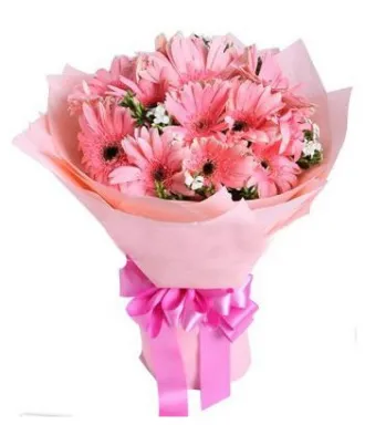 12 Pink Gerbera in a Bouquet Send to Philippines